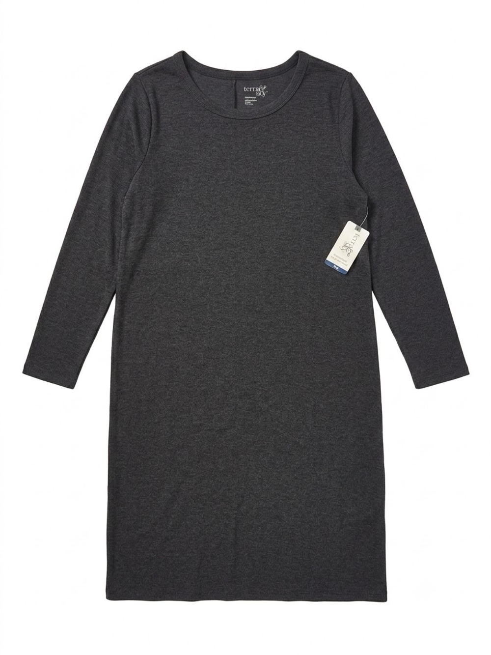 Terra & Sky Black Long Sleeve Knit Shift Dress  (0146) (0147)